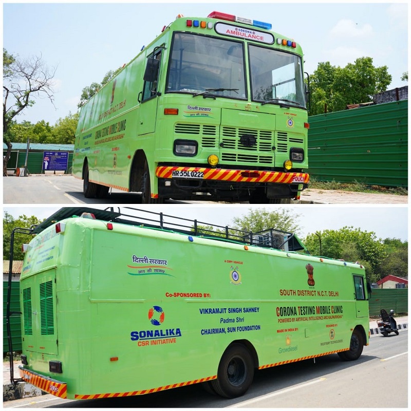 Sonalika Tractors Partners with Growdiesel and modifies CRPF bus into a Corona Testing Mobile Clinic to support Delhi Government to Combat COVID 19