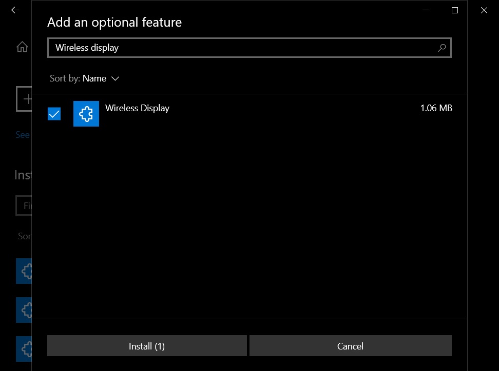 Windows 10’s “Wireless Display” feature is presently optional