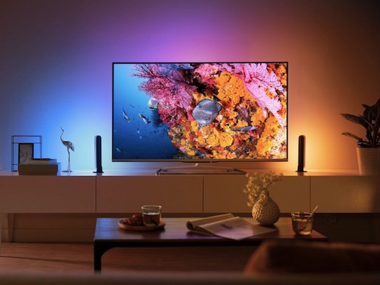 In the new Philips Hue lightstrip each LED can match your TV with various colors