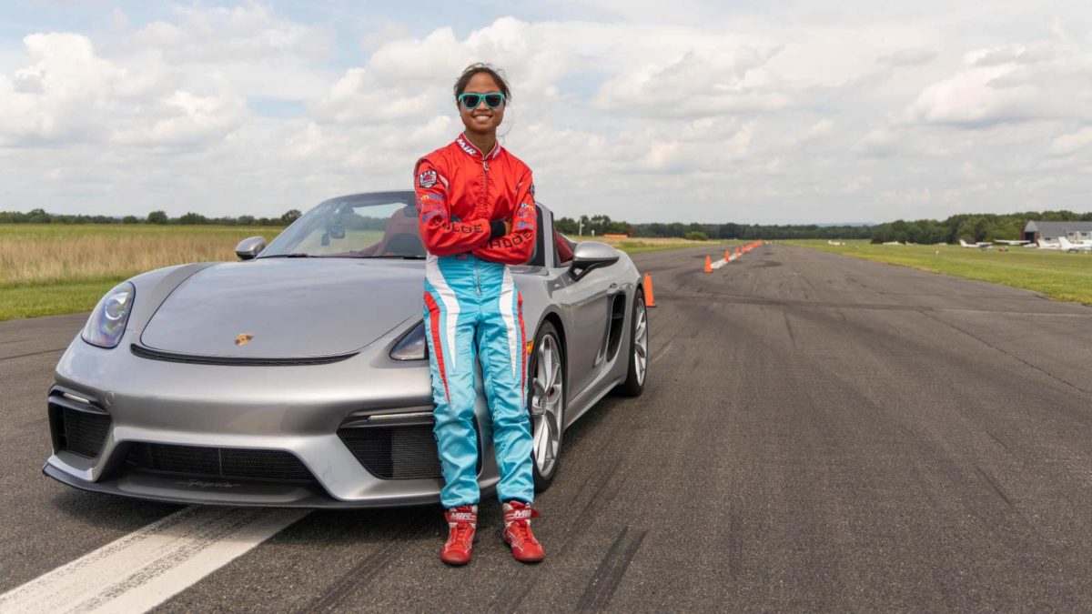 The 16-year-old girl in 2020 Porsche 718 Spyder sets the fastest slalom record