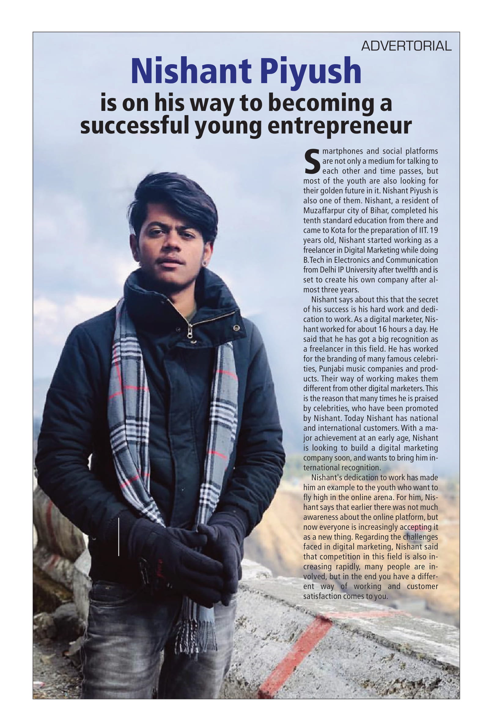 Nishant Piyush is on his way to becoming a successful young entrepreneur