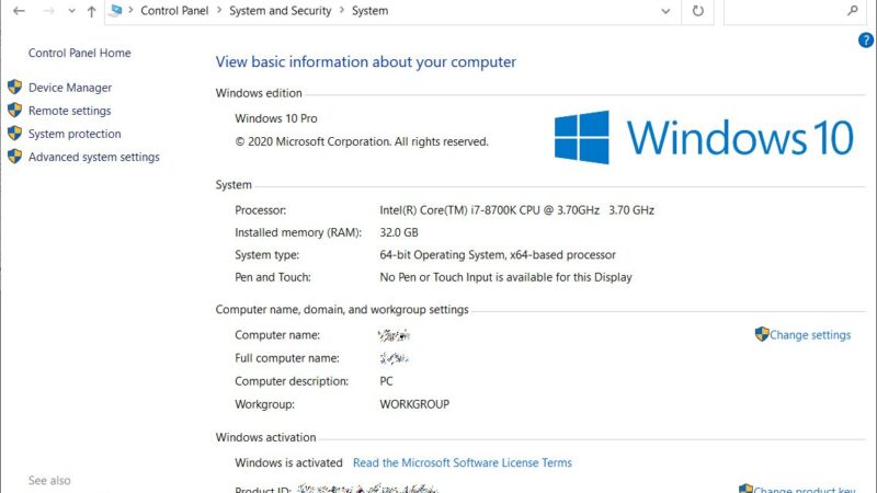 On Windows 10- Instructions to open the classic ‘System’ control panel