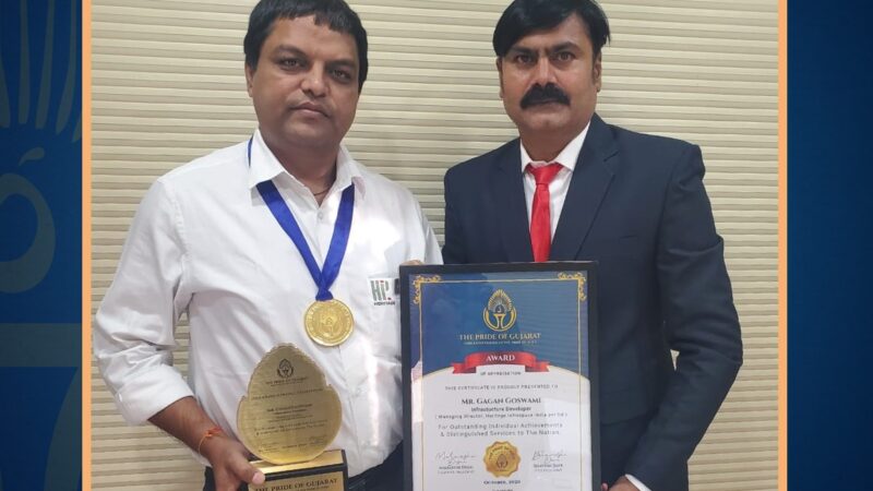 Gagan Goswami received the ‘Pride of Gujarat Award’ 2020 for fulfilling his social responsibility towards society