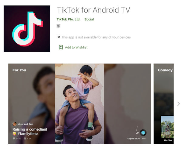 TikTok presently has an official Android TV application