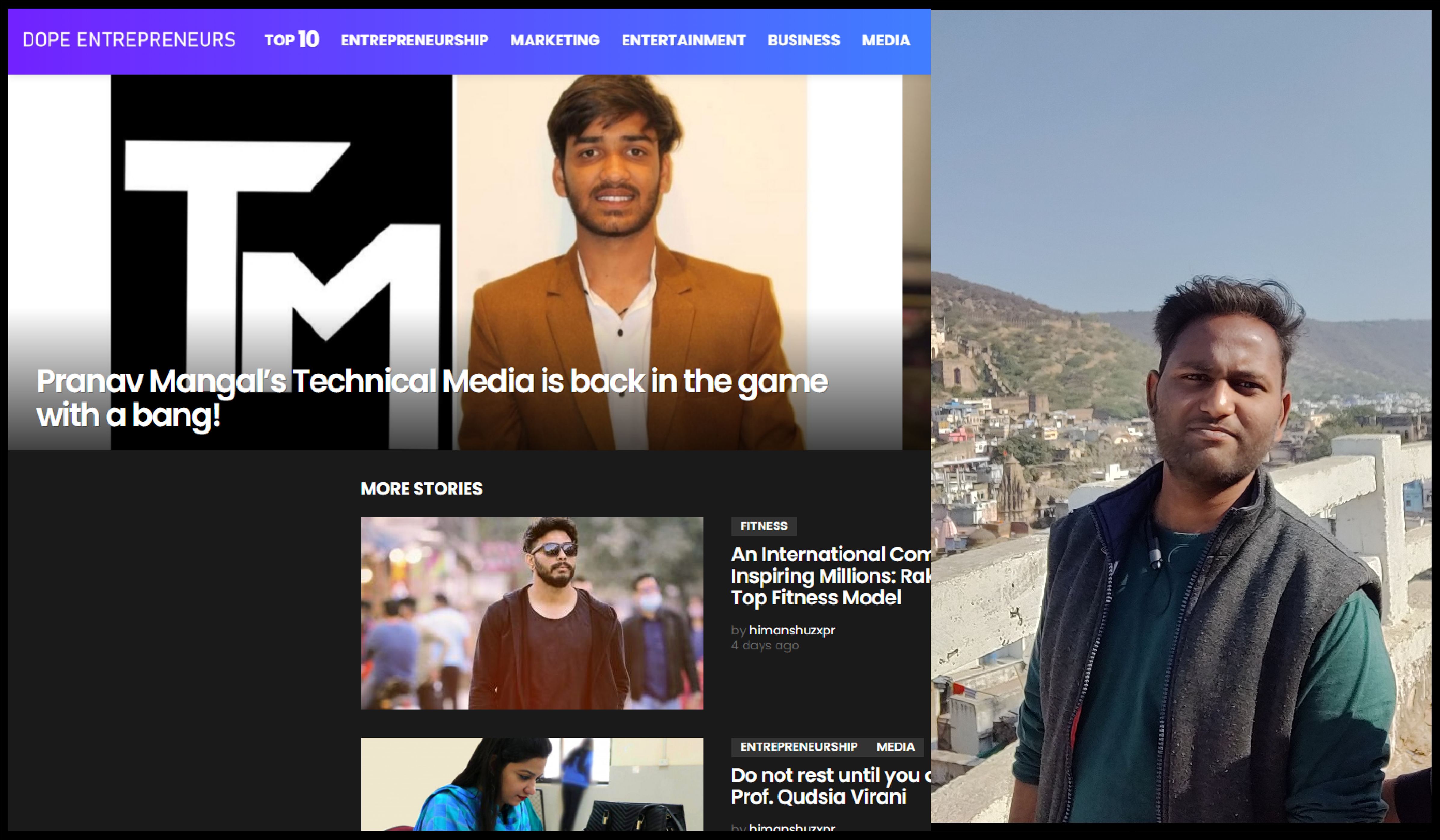 Himanshu Mahawar the Man Behind the Media Site Dope Entrepreneurs.