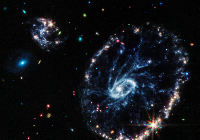 The James Webb Space Telescope captured a stunning image of the Cartwheel Galaxy