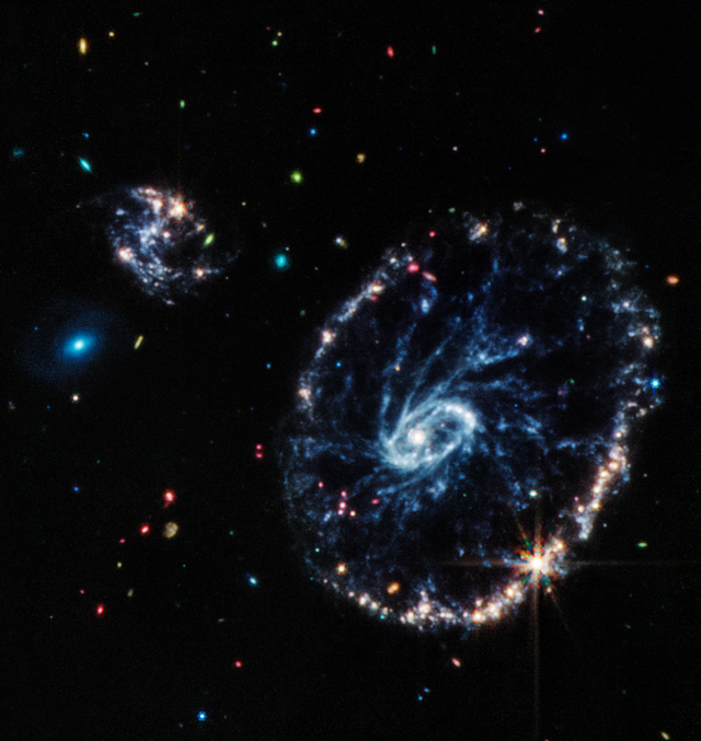 The James Webb Space Telescope captured a stunning image of the Cartwheel Galaxy