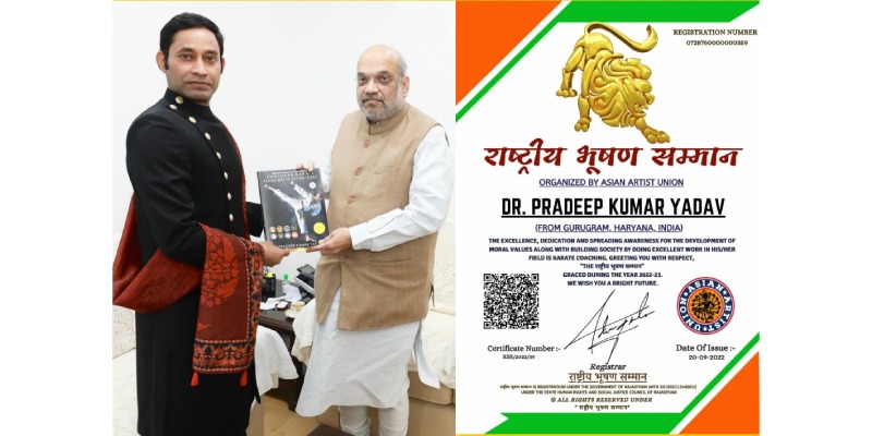 PM Modi-Inspired, Karate Coach Dr. Pradeep Kumar Yadav ennobled for the unity and integrity of India