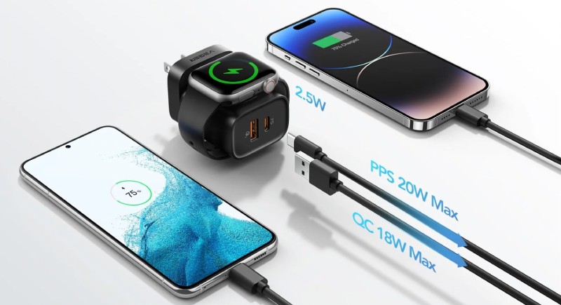 Veger introduced Panel – A dual port PD/QC 3.0 gan charger with dedicated Apple Watch magnetic charging pad