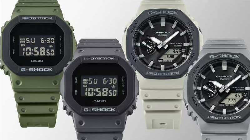 Casio Presents G-Shock Urban Utility Watches Using Biomass Plastic and Colors Derived from Food Waste